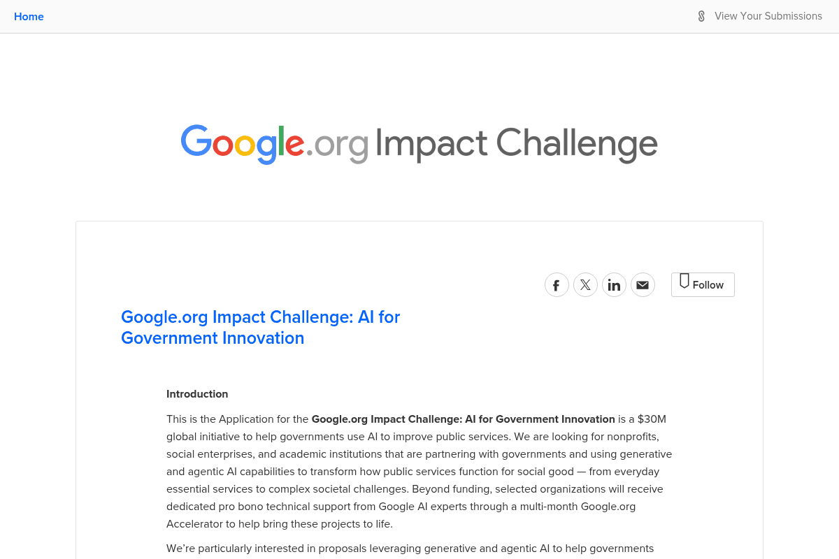 Google Impact Challenge: AI for Government Innovation