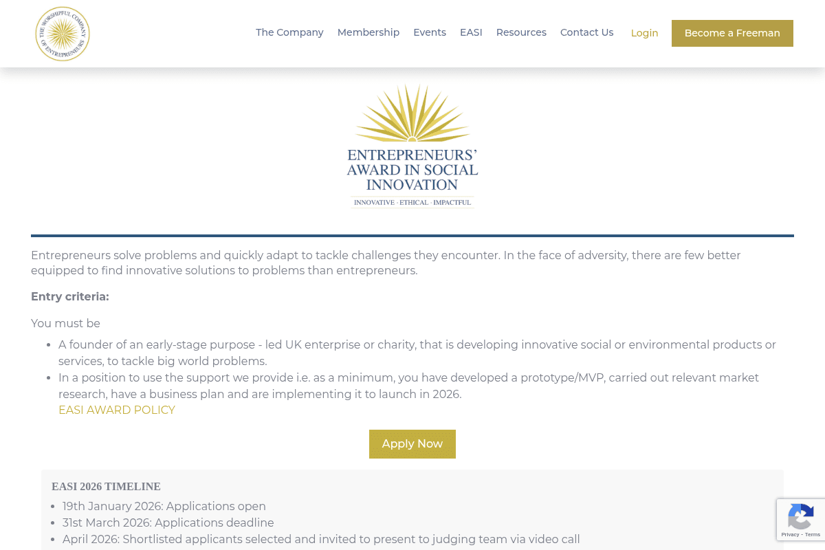 EASI - Entrepreneurs’ Award in Social Innovation 2026