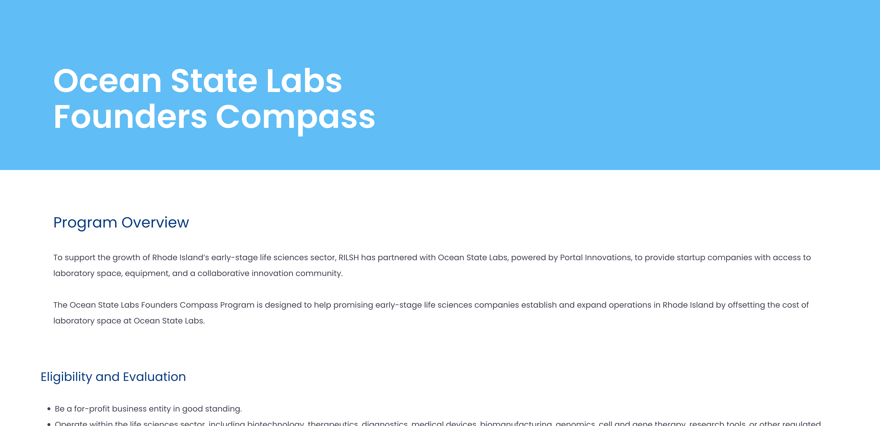Ocean State Labs Founders Compass Program