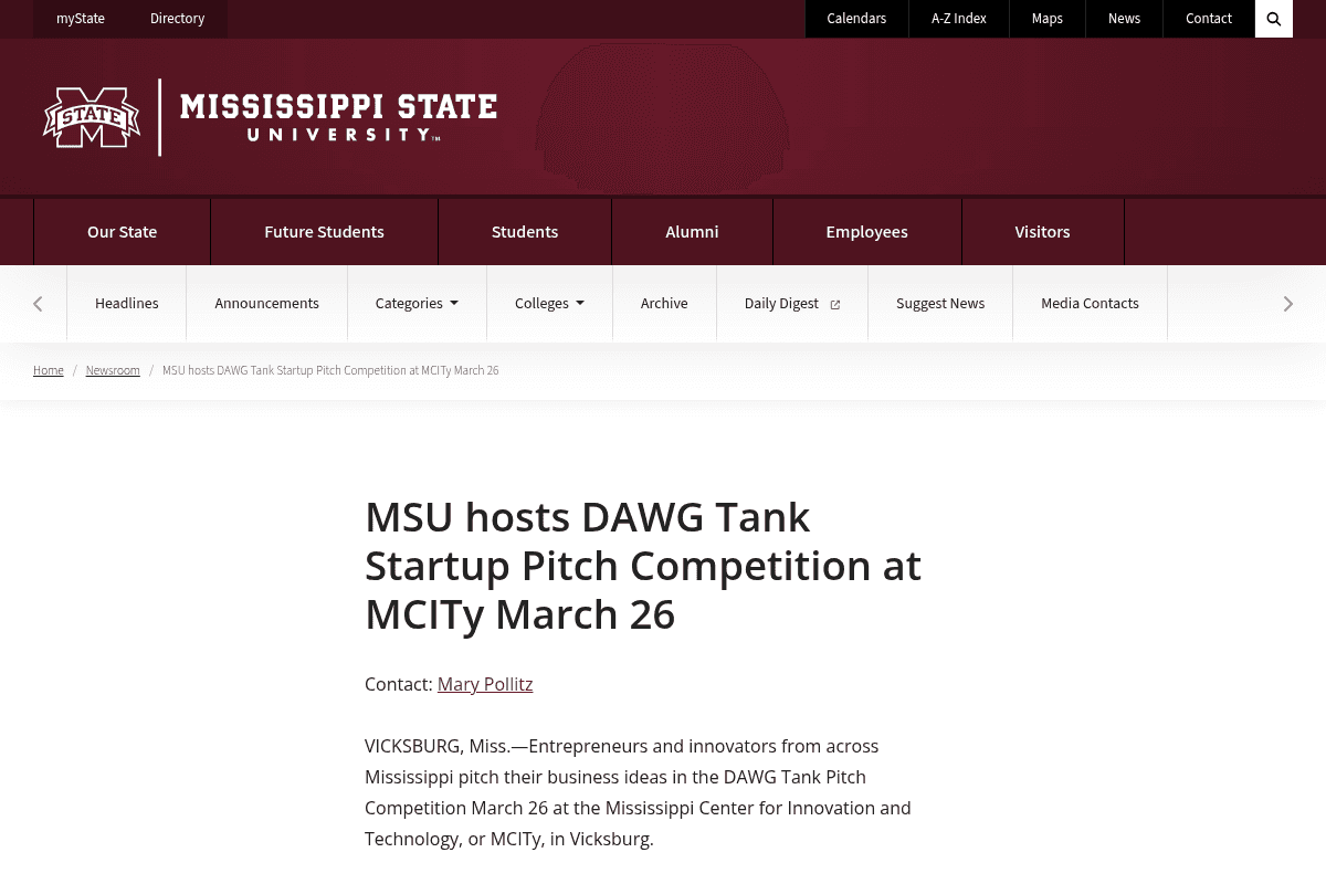 DAWG Tank Startup Pitch Competition at MCITy