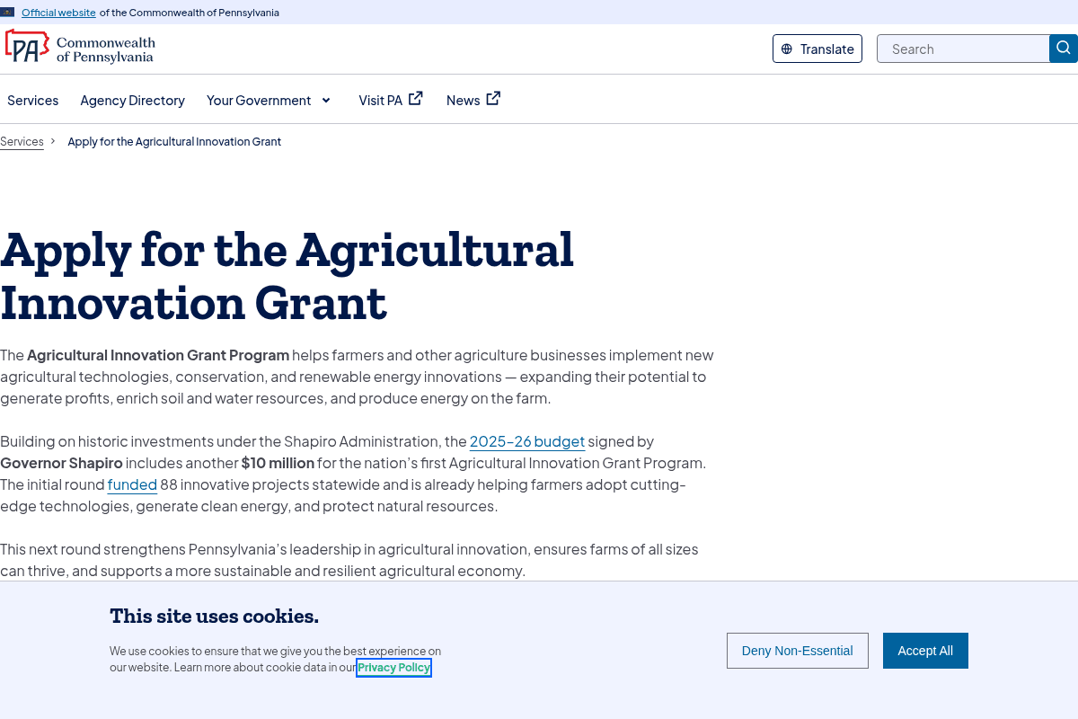 Agricultural Innovation Grant Program 2026
