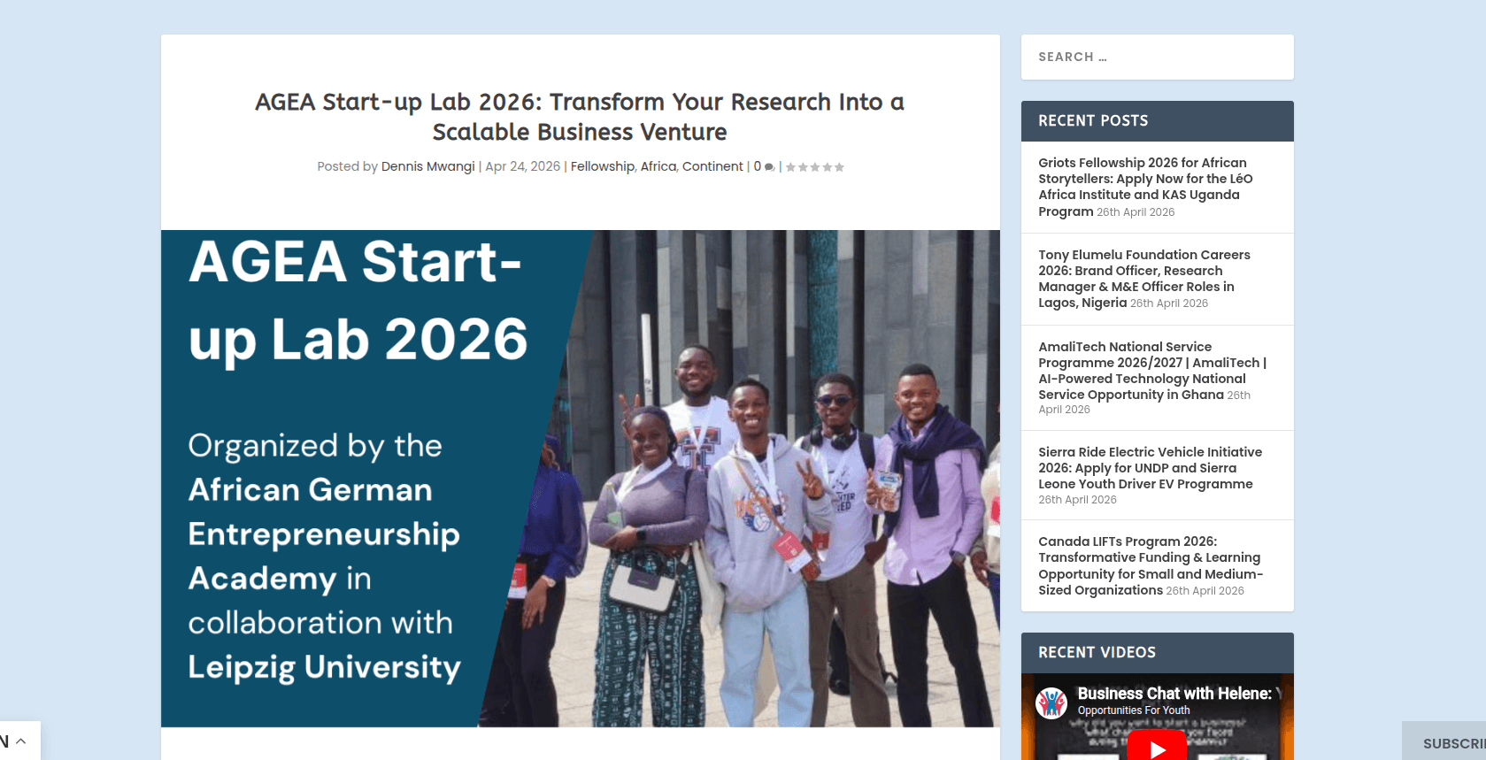 AGEA Start-up Lab 2026