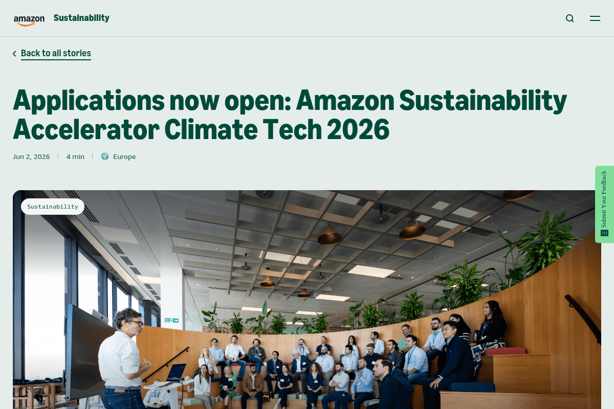 Amazon Sustainability Accelerator Climate Tech 2026