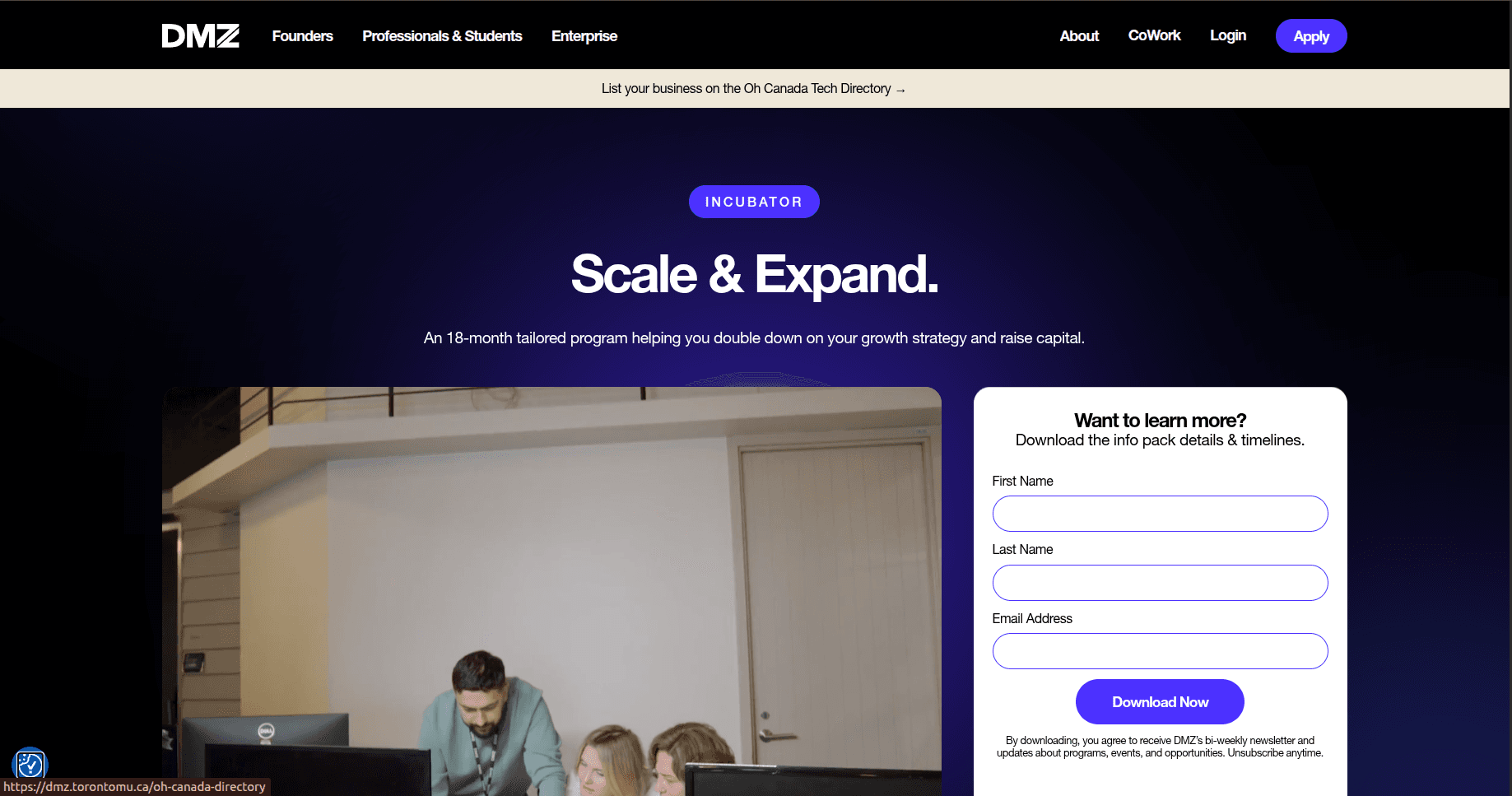DMZ Incubator Fall 2026 Cohort
