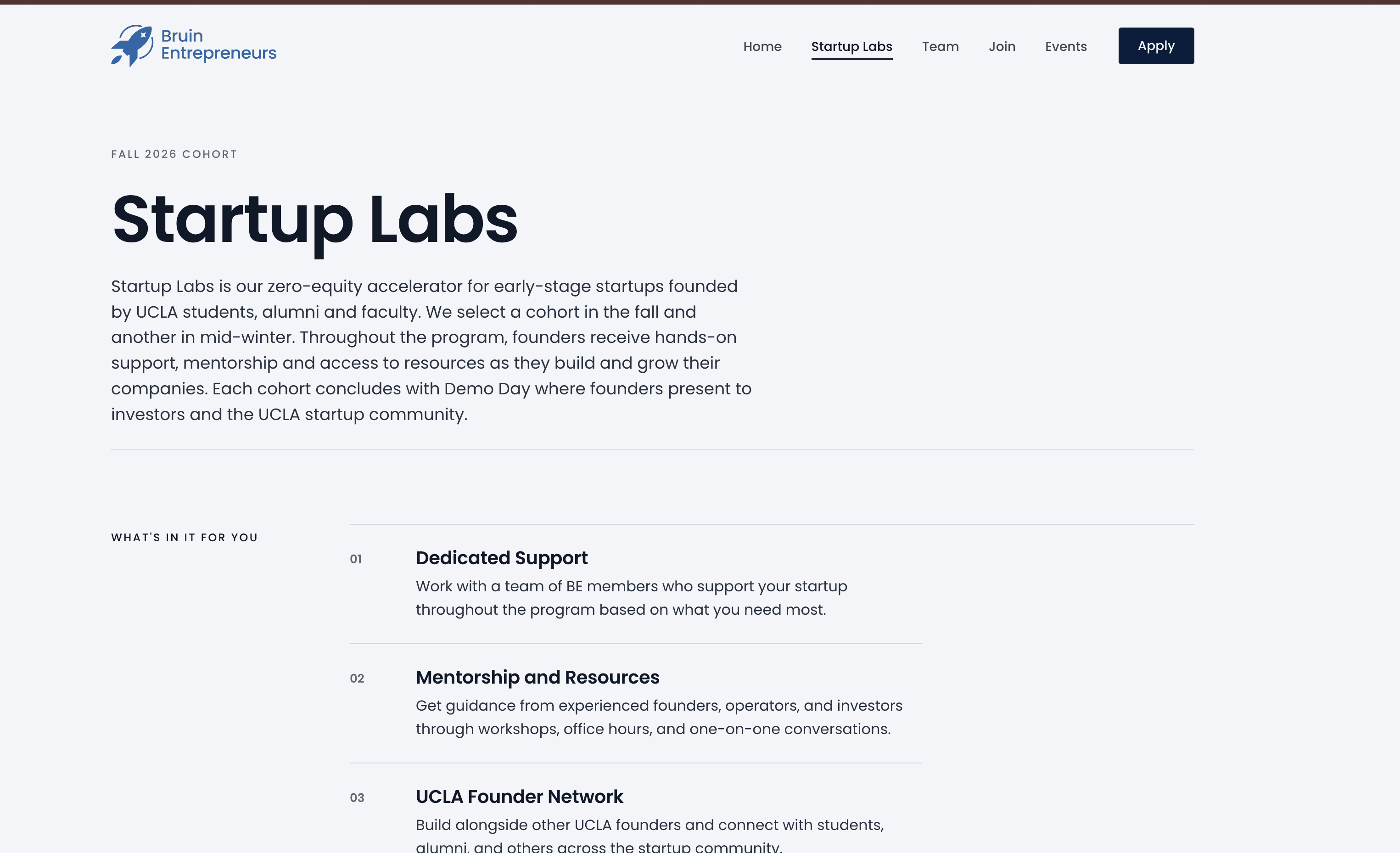 Startup Labs Fall 2026 Cohort