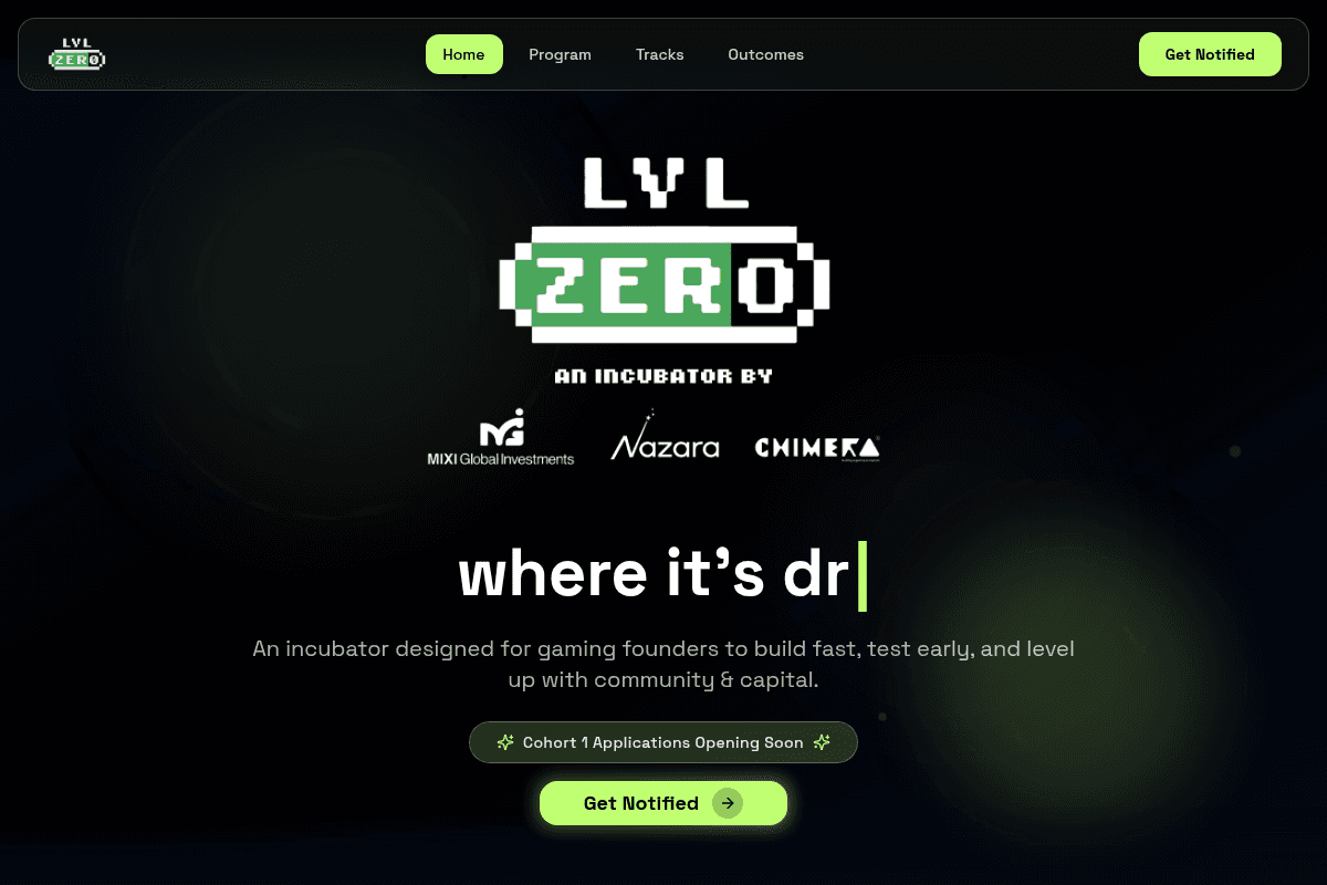 LVL Zero Gaming Incubator Program India