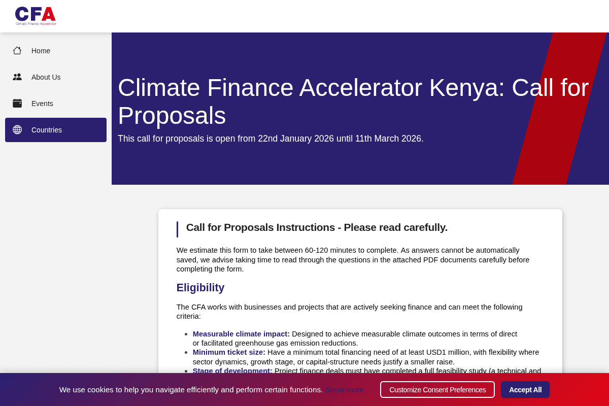 Climate Finance Accelerator Kenya: Call for Proposals