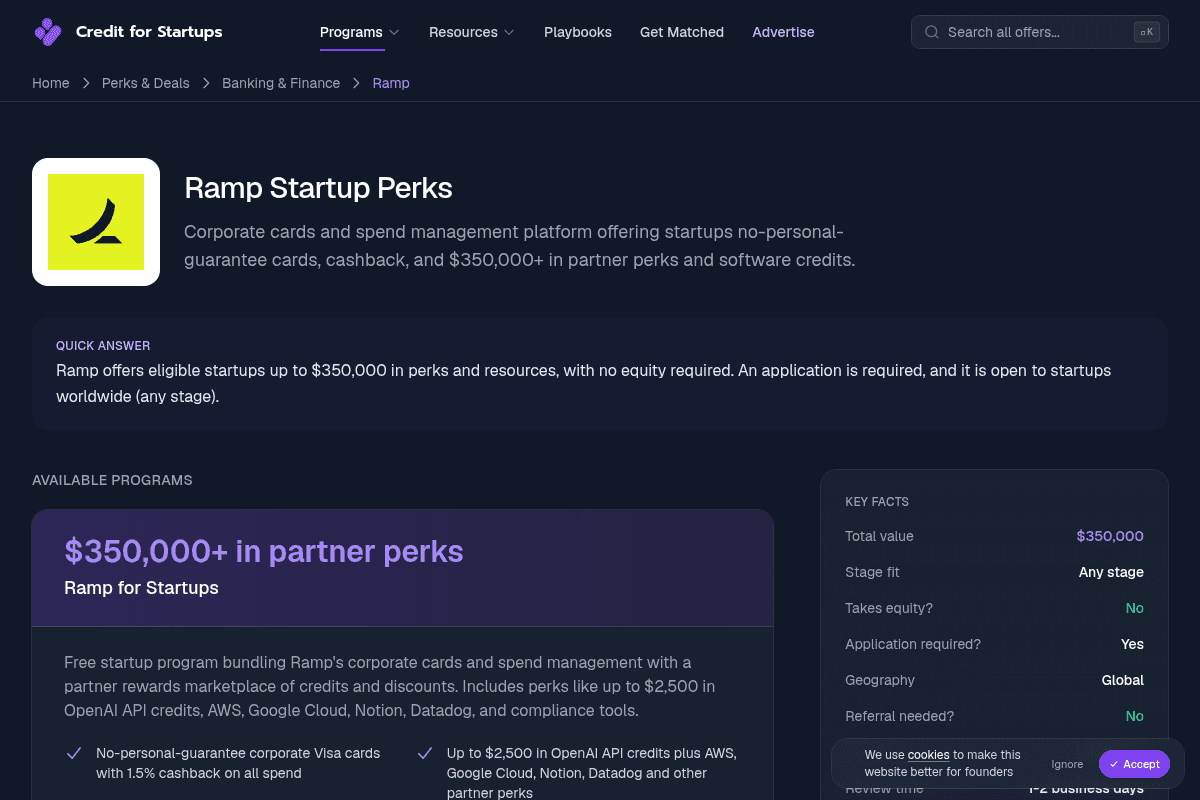Ramp for Startups