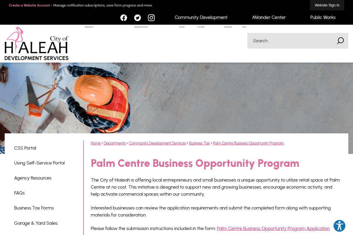 Palm Centre Business Opportunity Program 2026