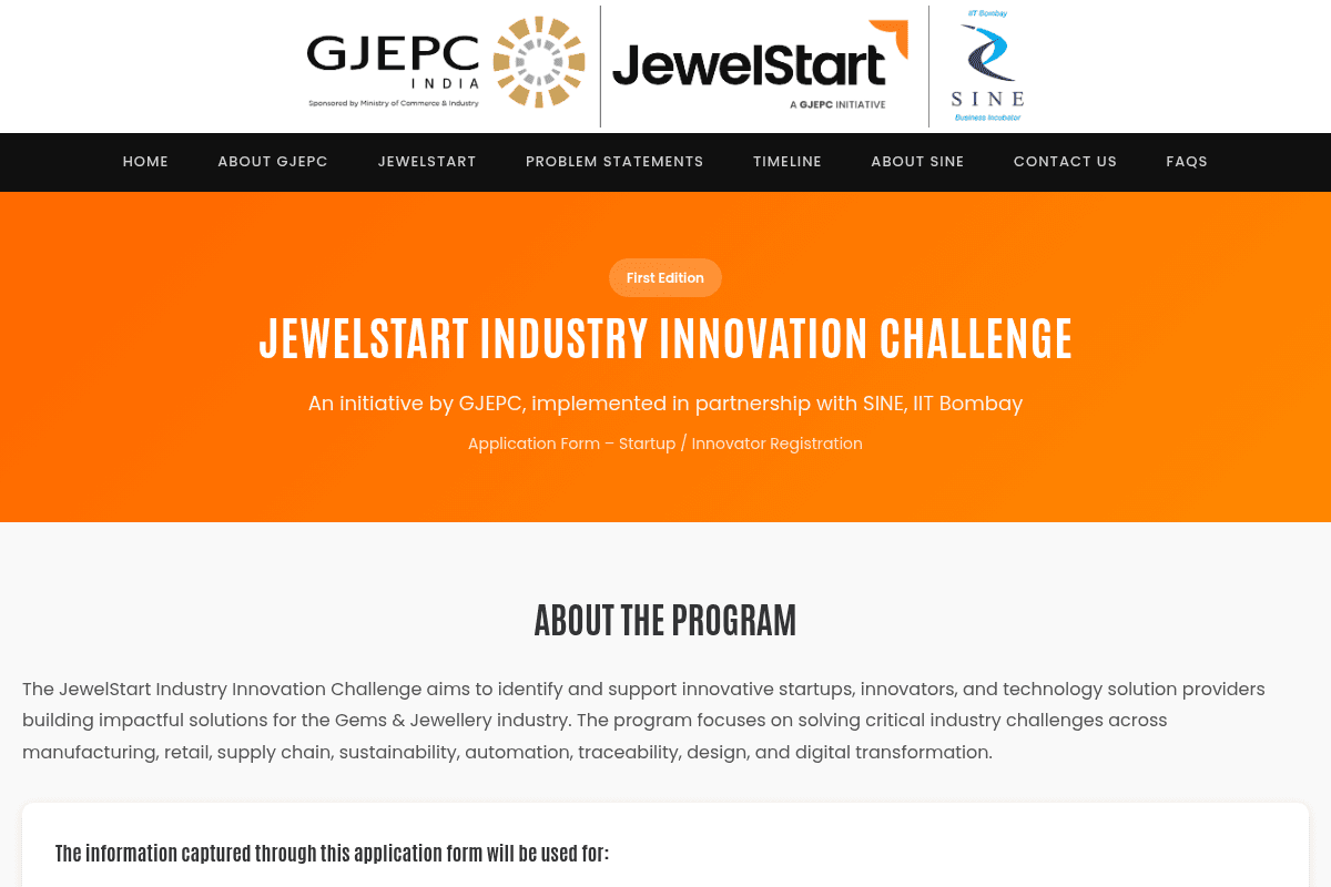 JewelStart Industry Innovation Challenge 2026
