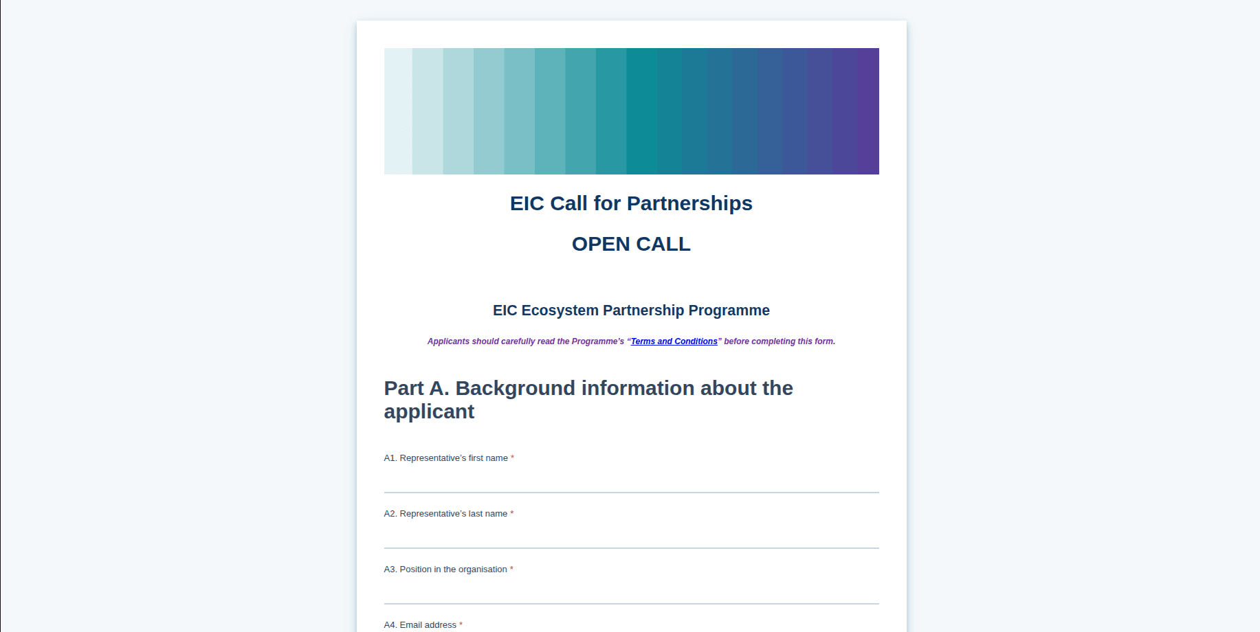 EIC Service Catalogue Call for Partnerships