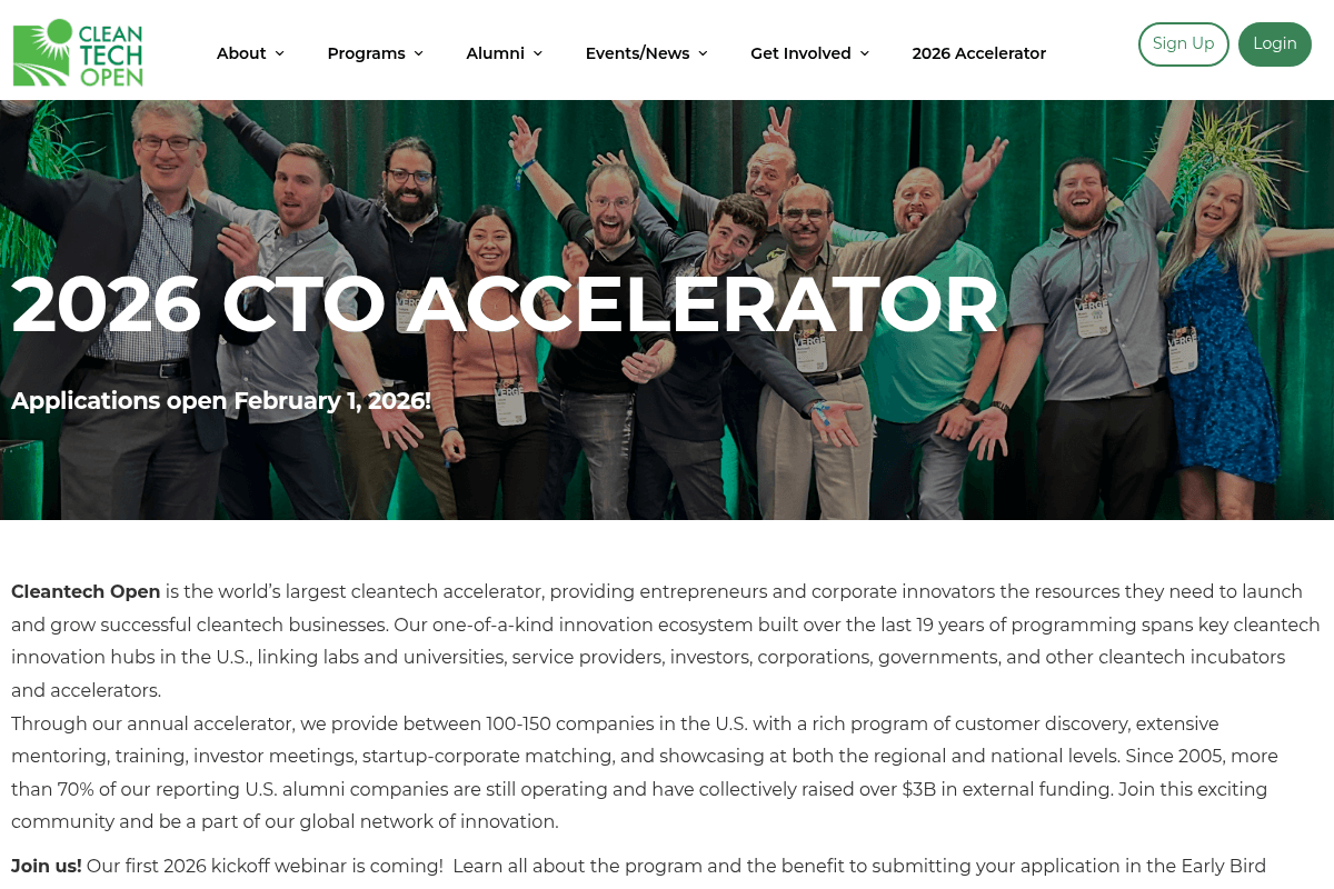 Cleantech Open 2026 Accelerator