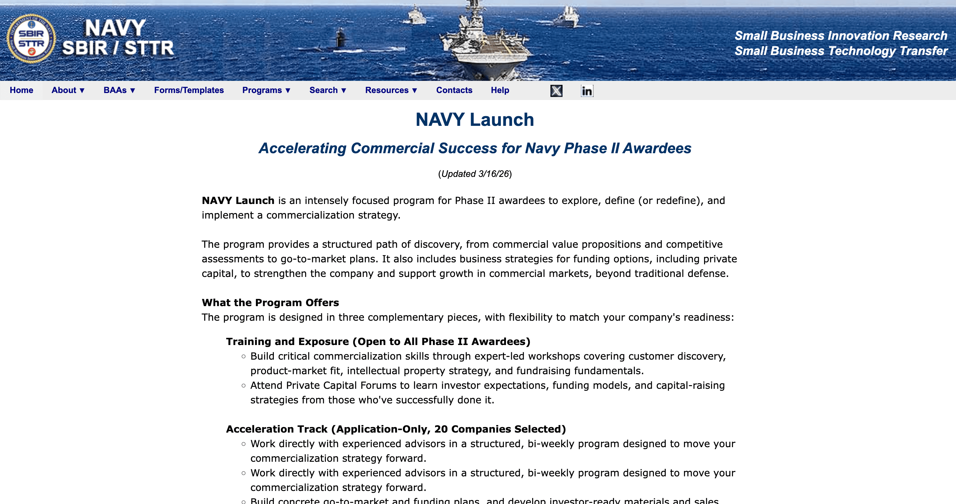 NAVY Launch 2026 Acceleration Track