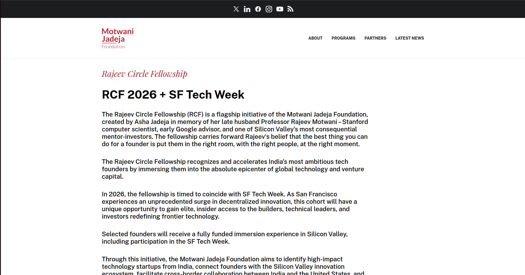 Rajeev Circle Fellowship 2026