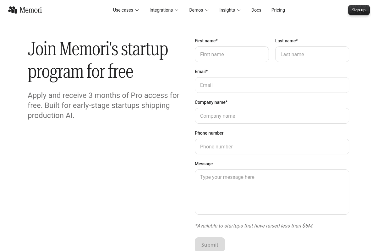 Memori Startup Program 2026