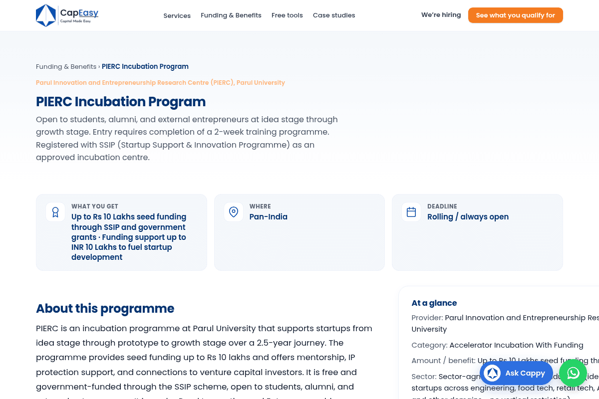 PIERC Incubation Program