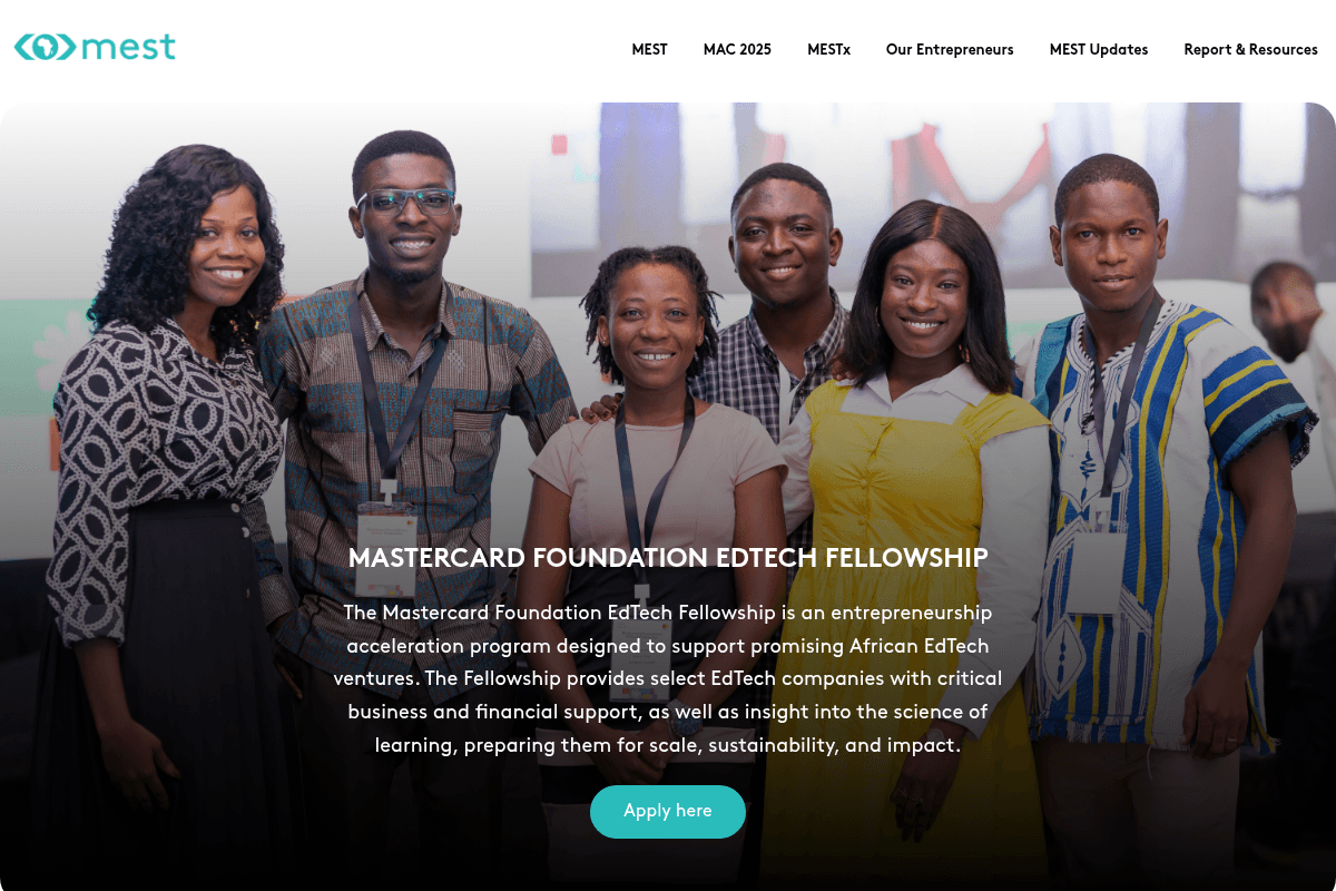 The MEST Africa-Mastercard Foundation EdTech Fellowship Program 2026