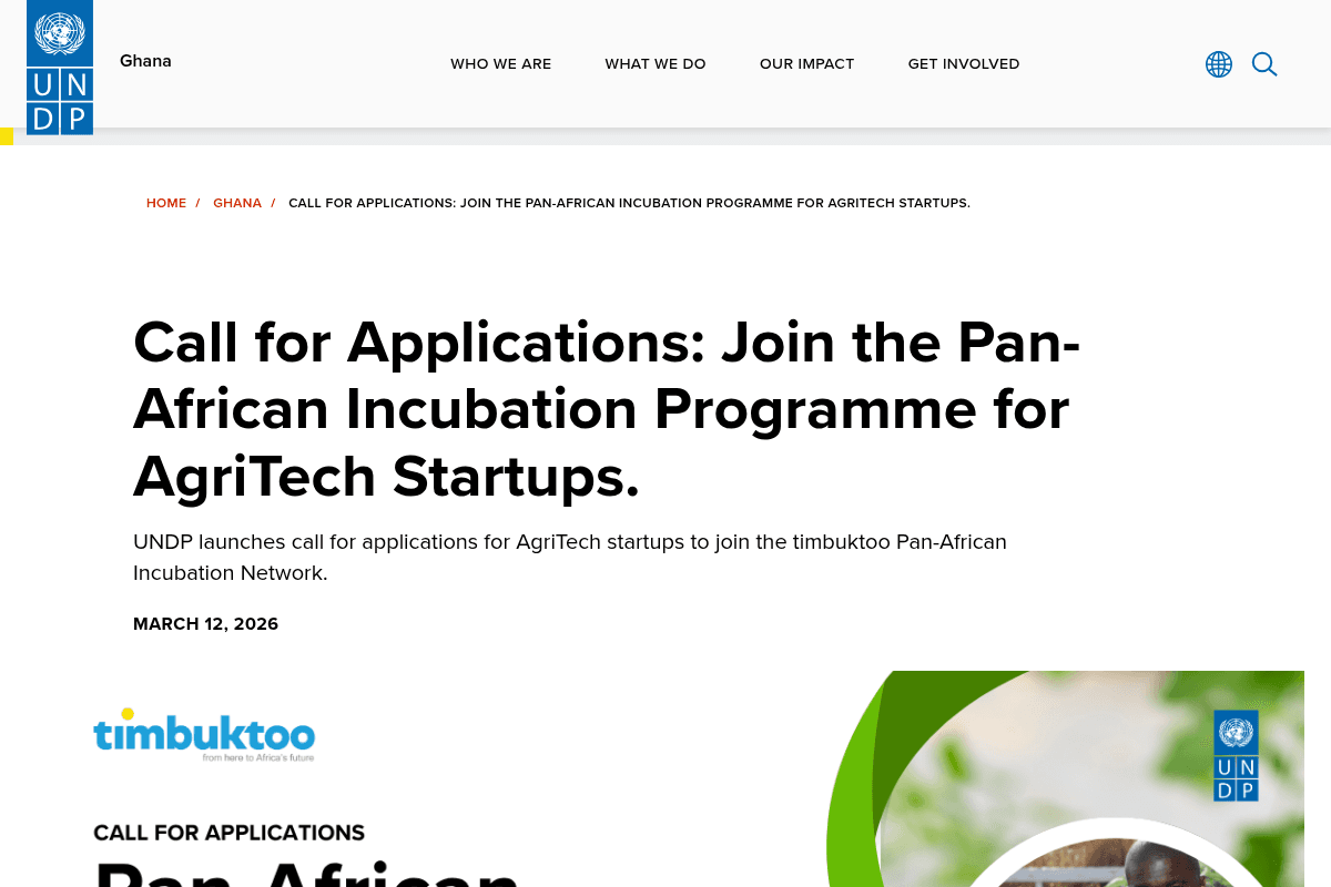 timbuktoo AgriTech Hub Incubation Programme 2026
