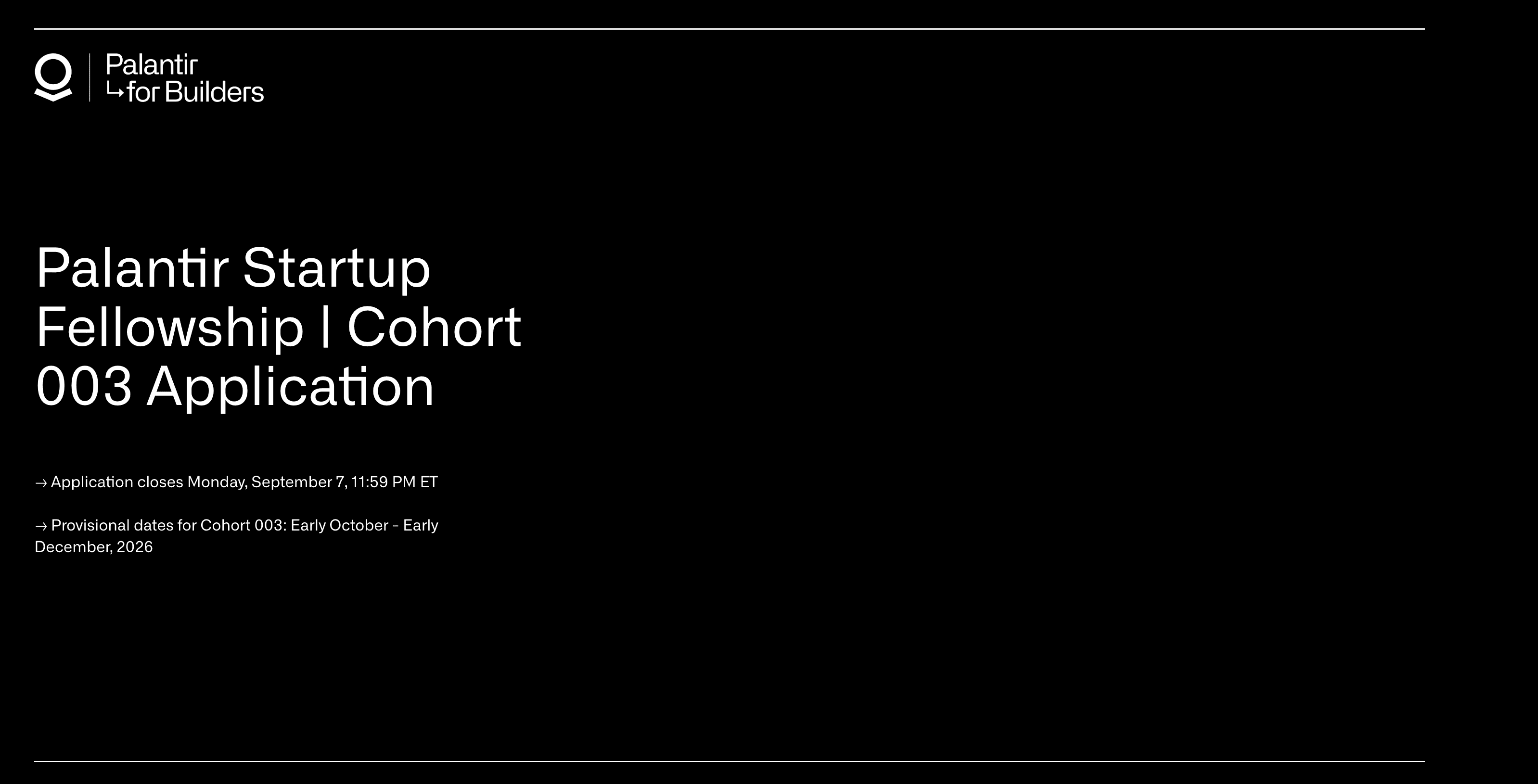 Palantir Startup Fellowship | Cohort 003