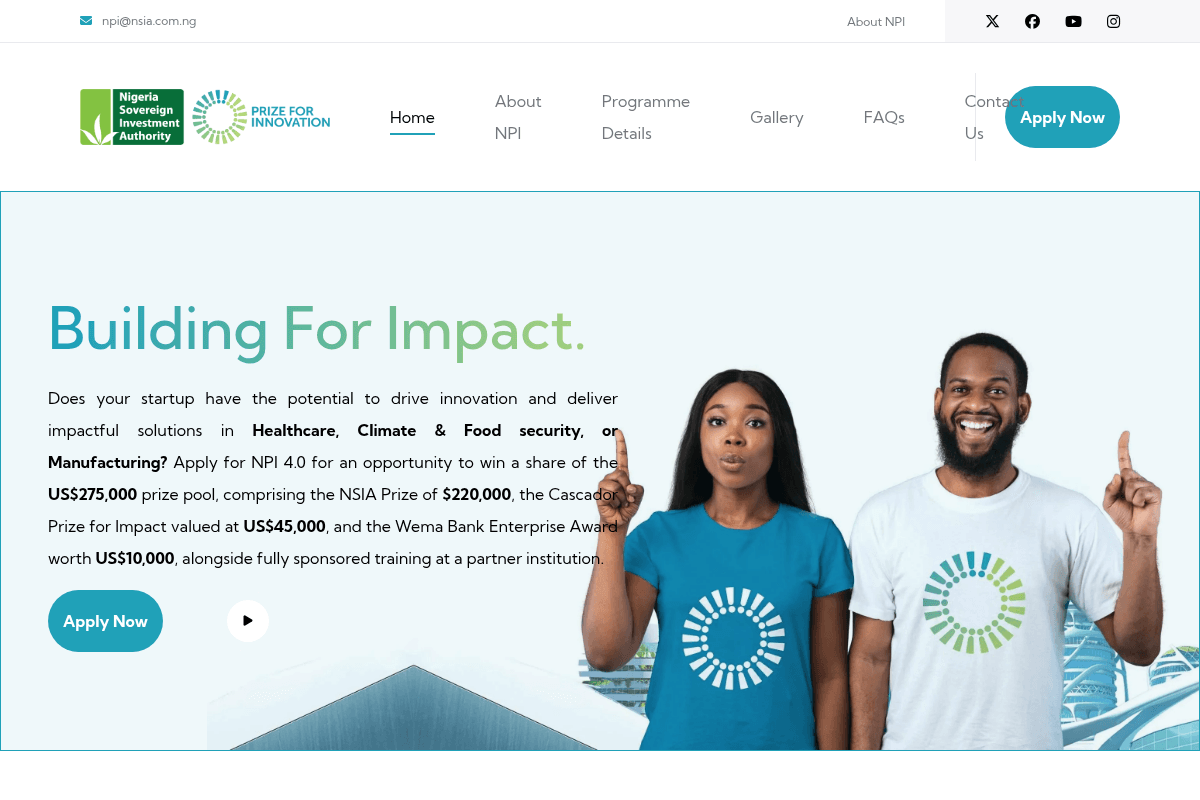 NSIA Prize for Innovation (NPI 4.0) 2026