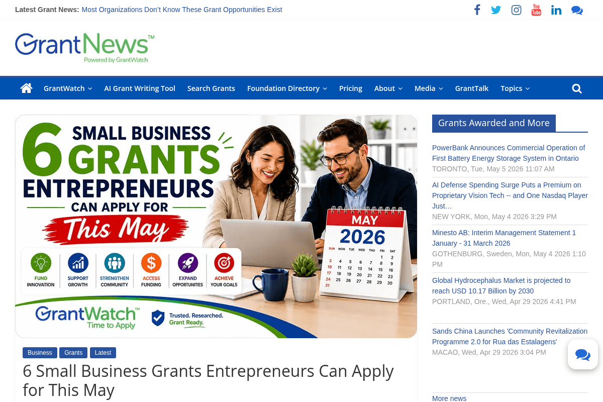 6 Small Business Grants Entrepreneurs Can Apply for This May