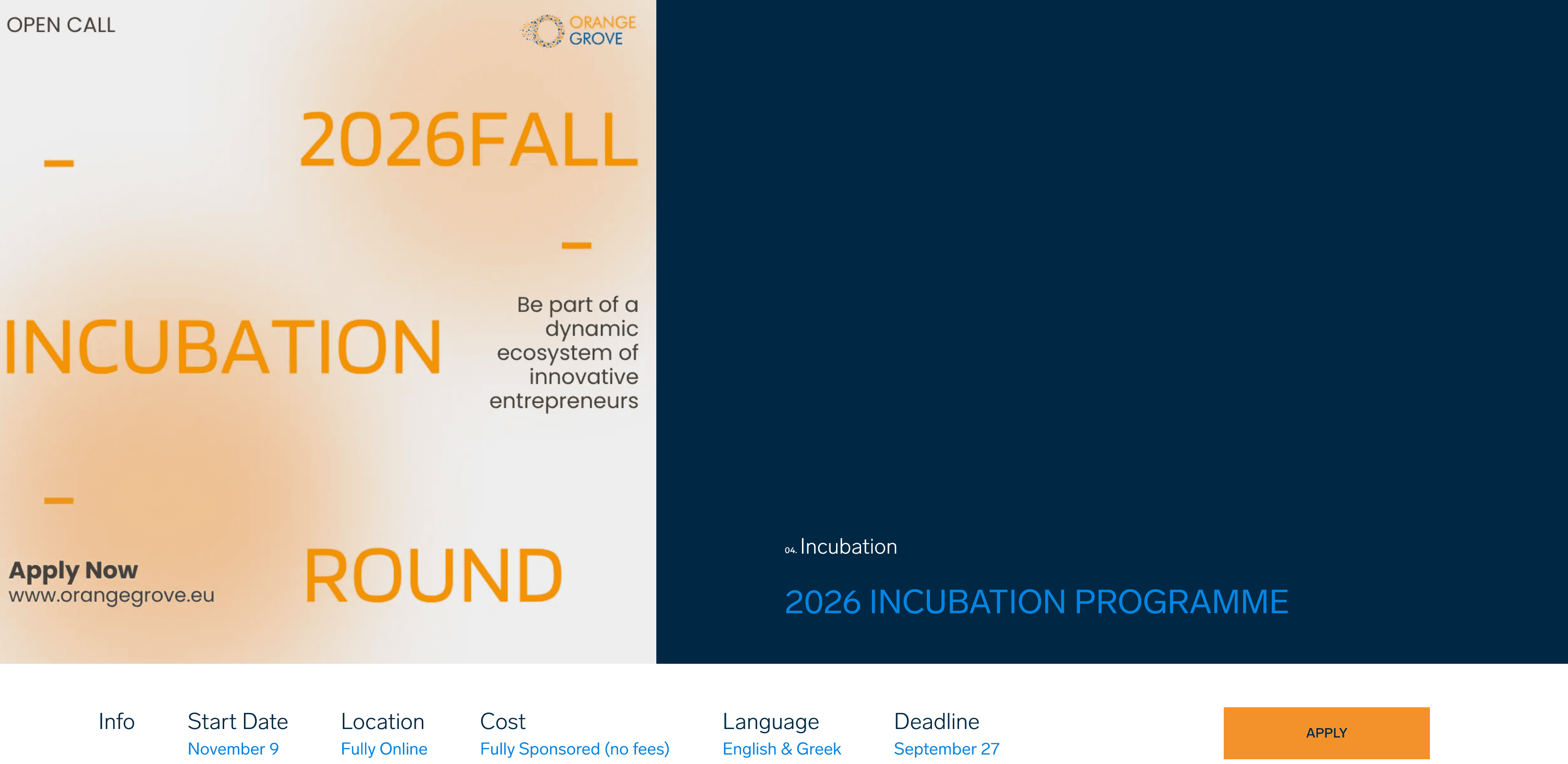 2026 Incubation Programme