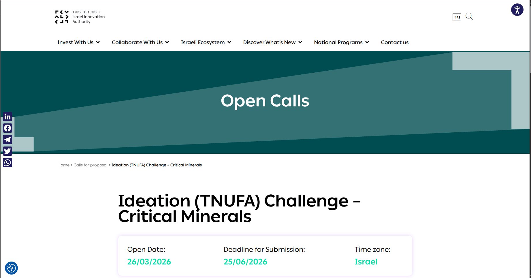 Ideation (TNUFA) Challenge – Critical Minerals