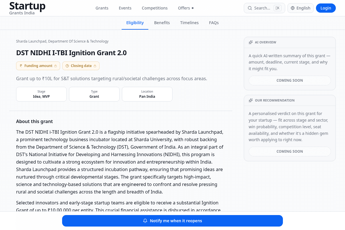 UPES-DST-iTBI Ignition Grant 2.0