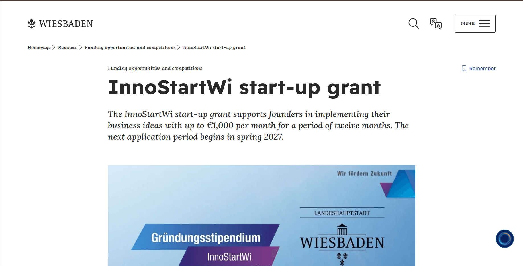InnoStartWi Startup Grant 2026