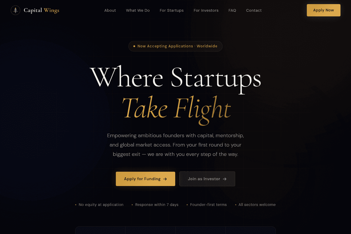 Capital Wings Startup Funding Program 2026