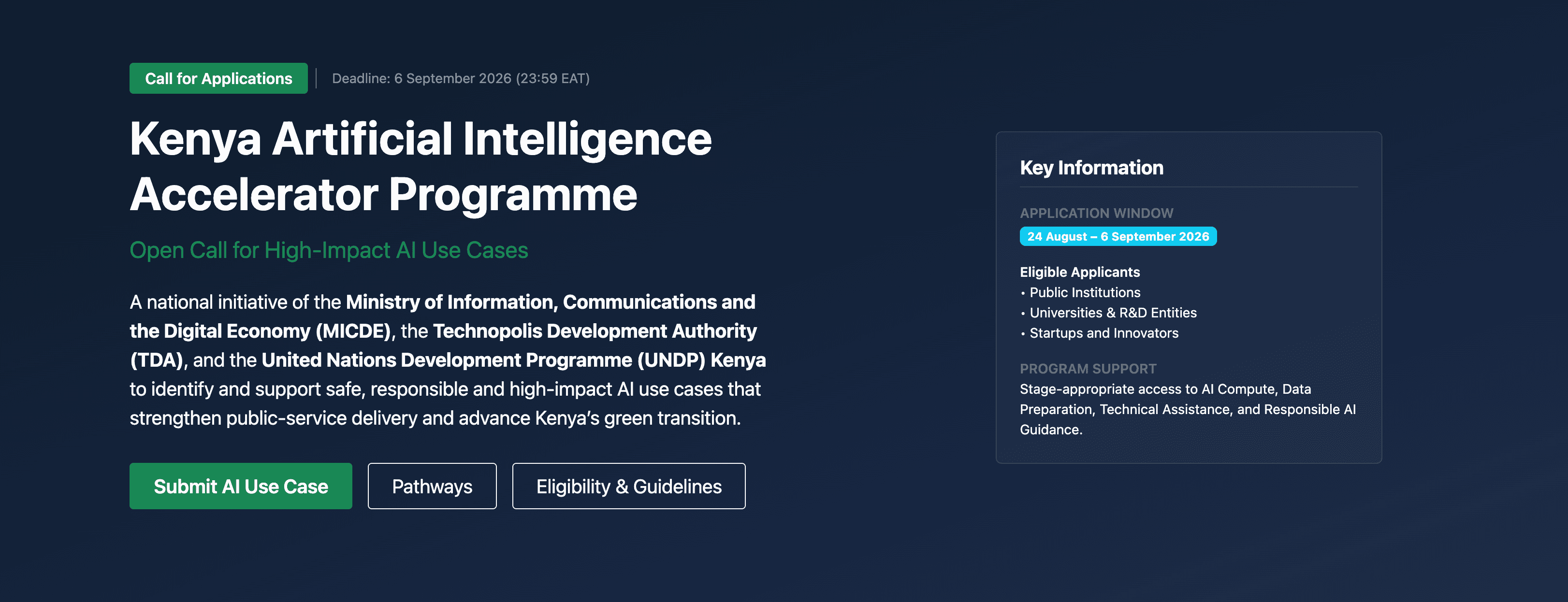 Kenya Artificial Intelligence Accelerator Programme 2026