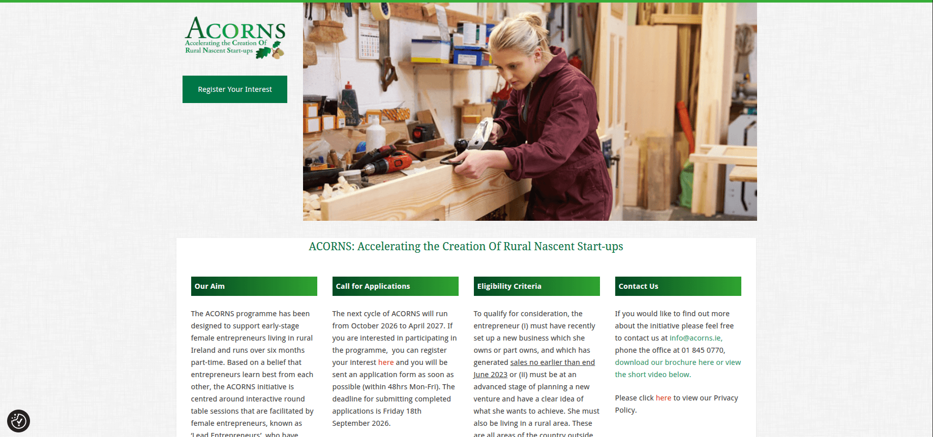 ACORNS: Accelerating the Creation Of Rural Nascent Start-ups