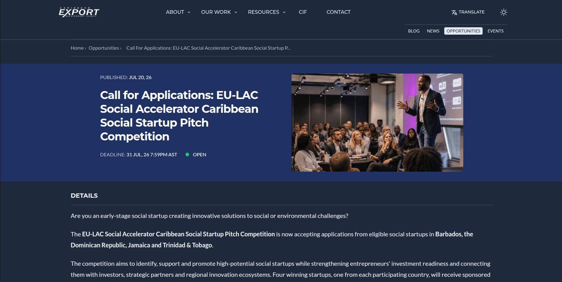 EU-LAC Social Accelerator Caribbean Social Startup Pitch Competition 2026