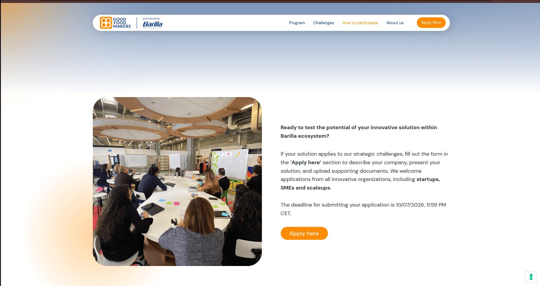 Good Food Makers 2026 Startup Programme
