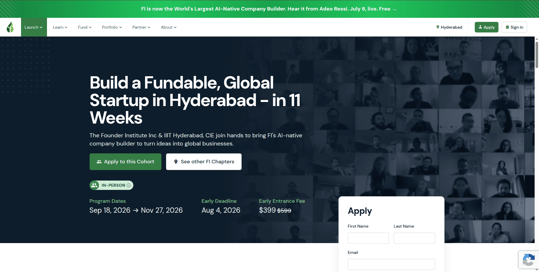 Build a Fundable, Global Startup in Hyderabad in 11 Weeks