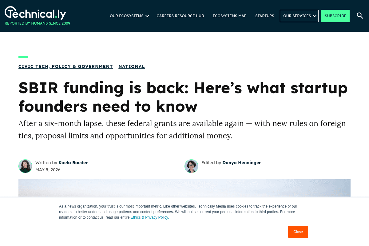 SBIR and STTR Programs Reauthorization 2026