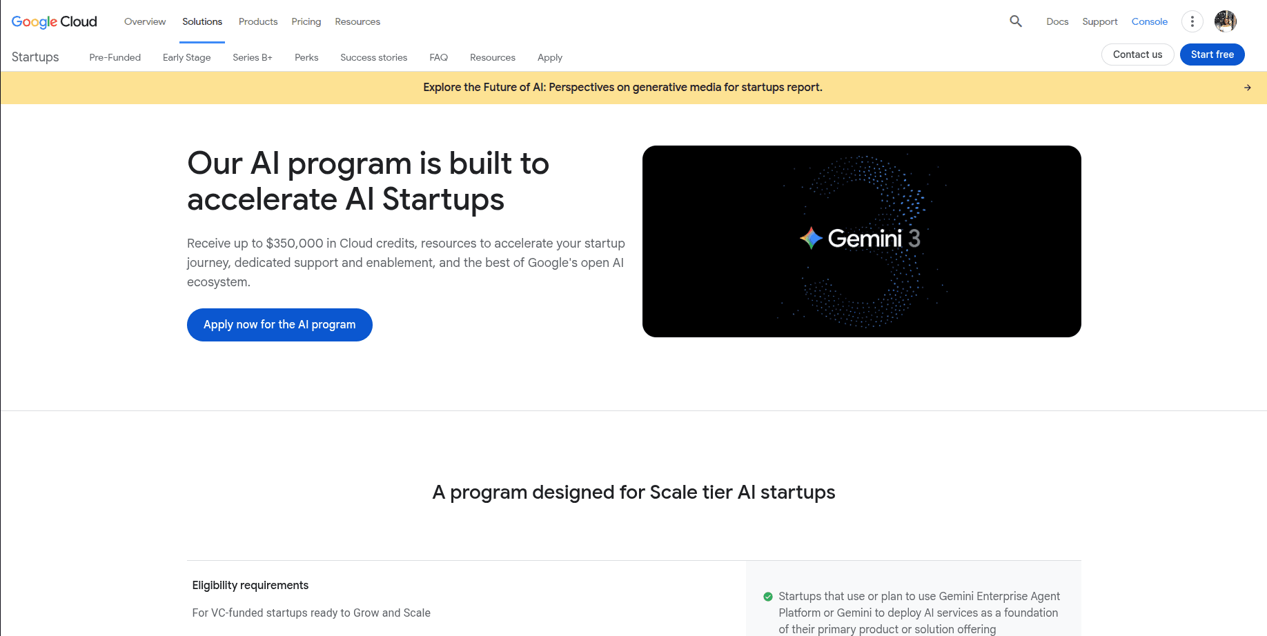 Google Cloud AI Startup Program 2026