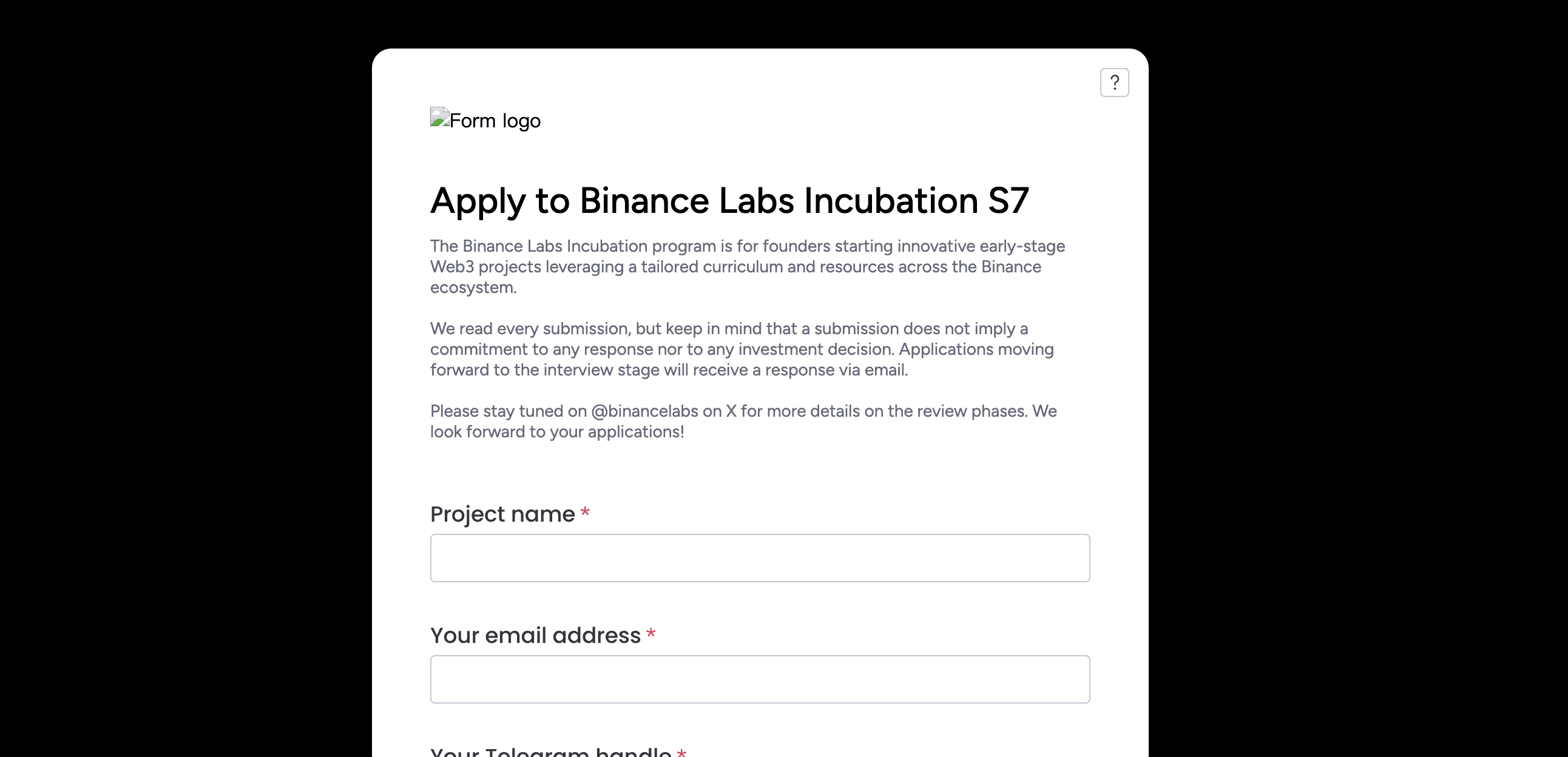 Binance Labs Incubation Program