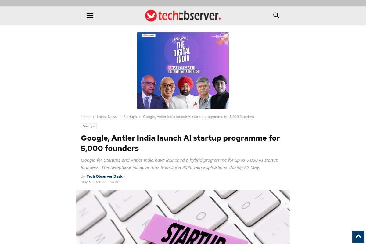 Google for Startups Immersion Programme 2026