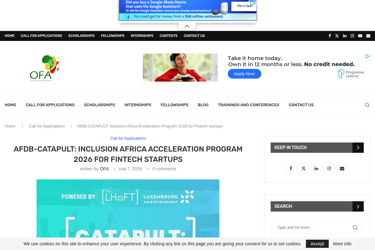 AfDB-CATAPULT: Inclusion Africa Acceleration Program 2026