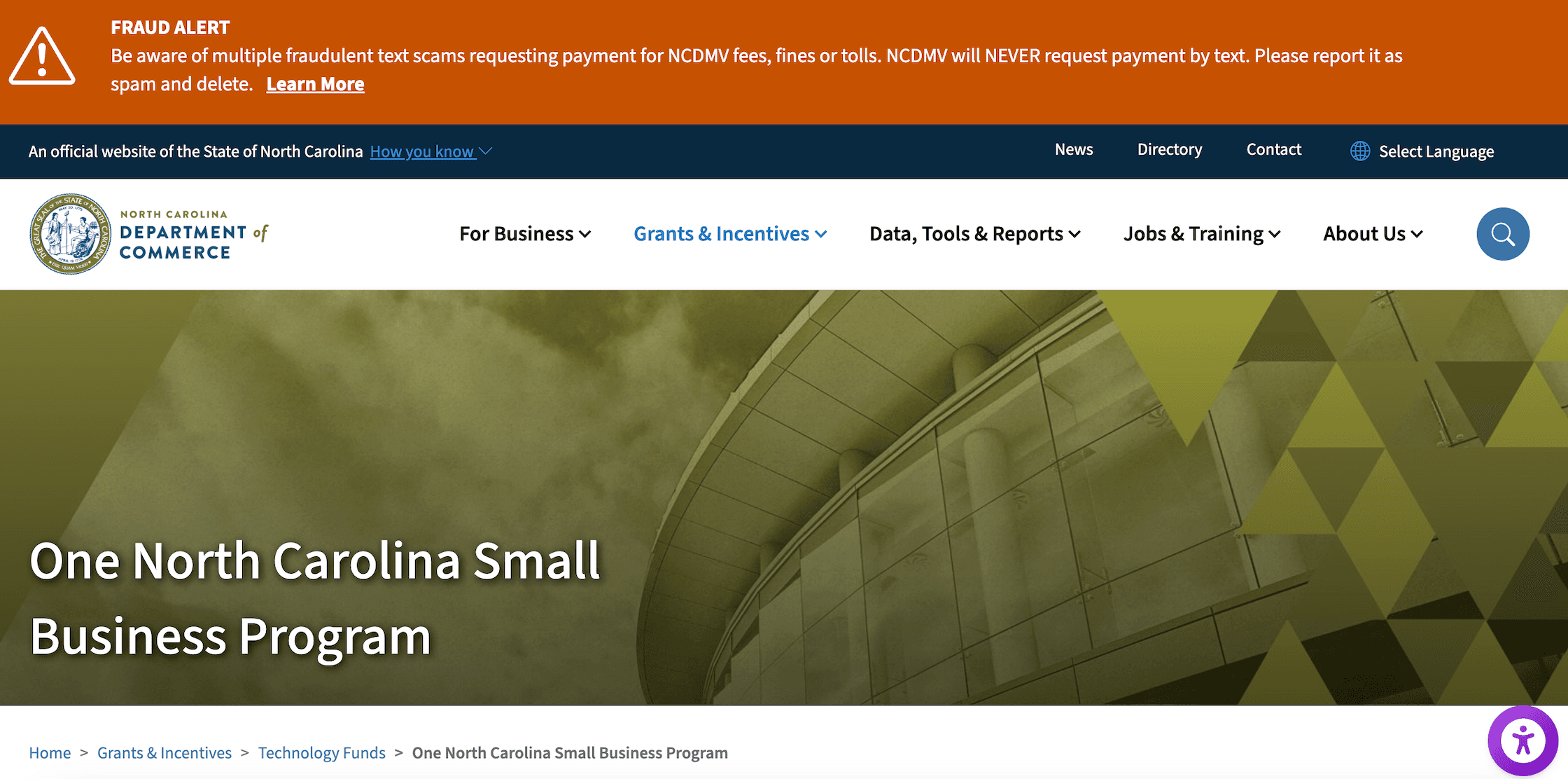 One North Carolina Small Business Program