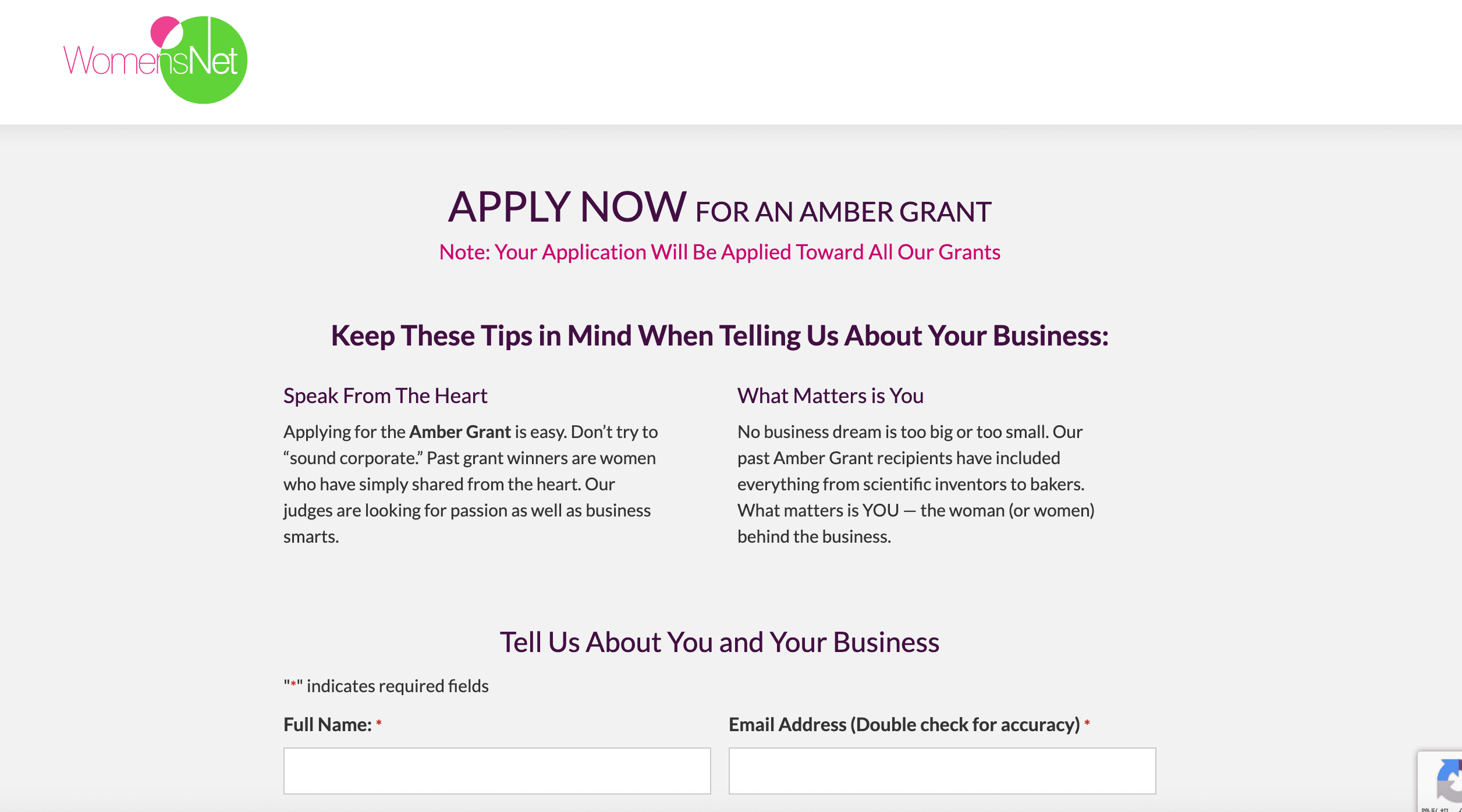 WomensNet’s 2025 Grants (Amber Grant Program)