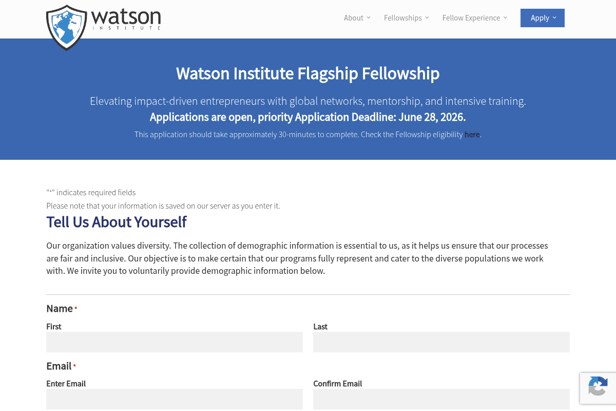 Watson Institute Flagship Fellowship 2026