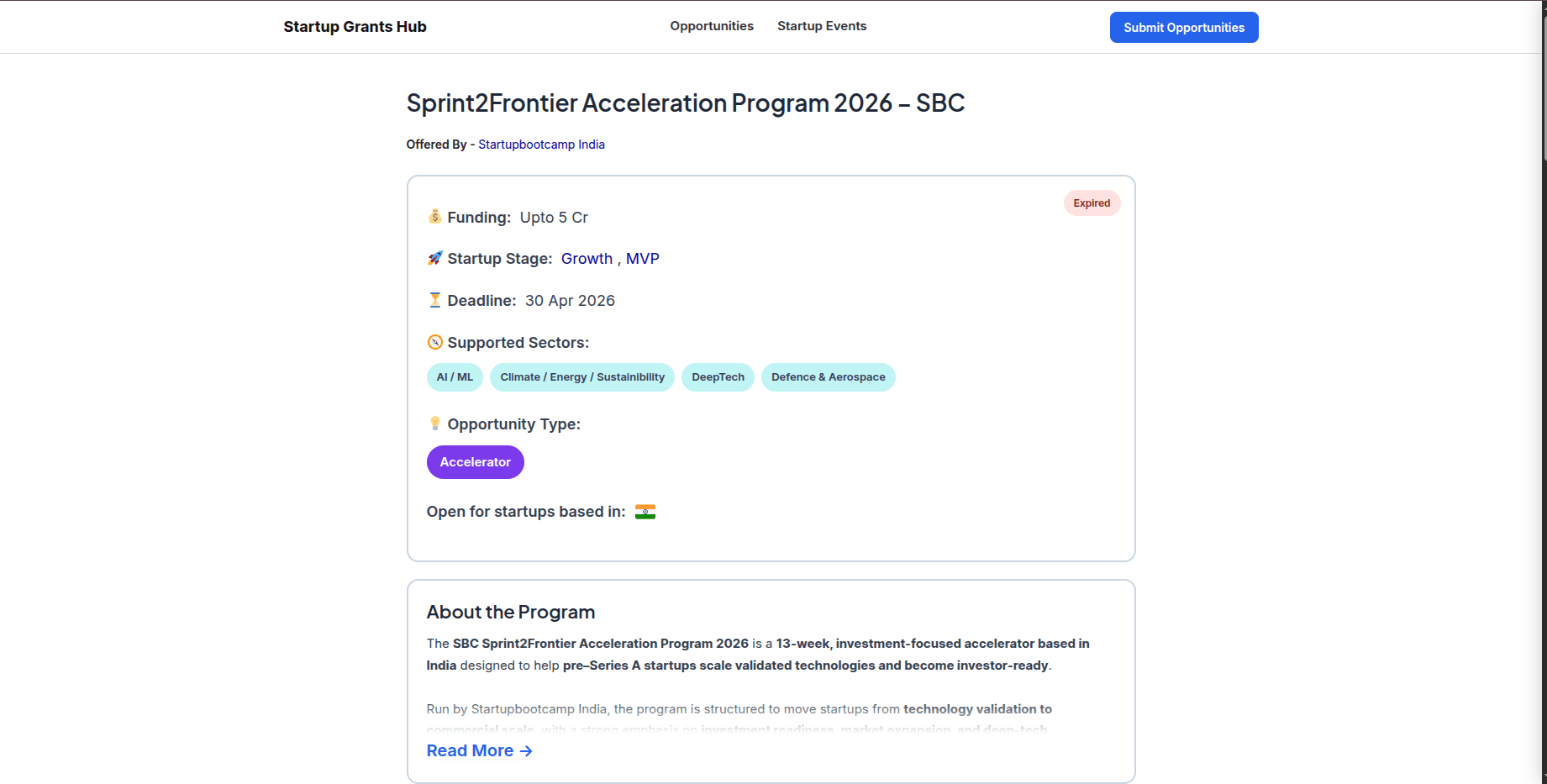 Sprint2Frontier Acceleration Program 2026