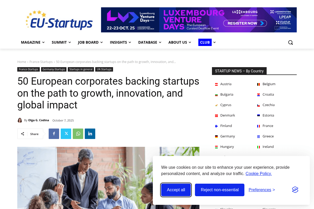 50 European Corporates Supporting Startups