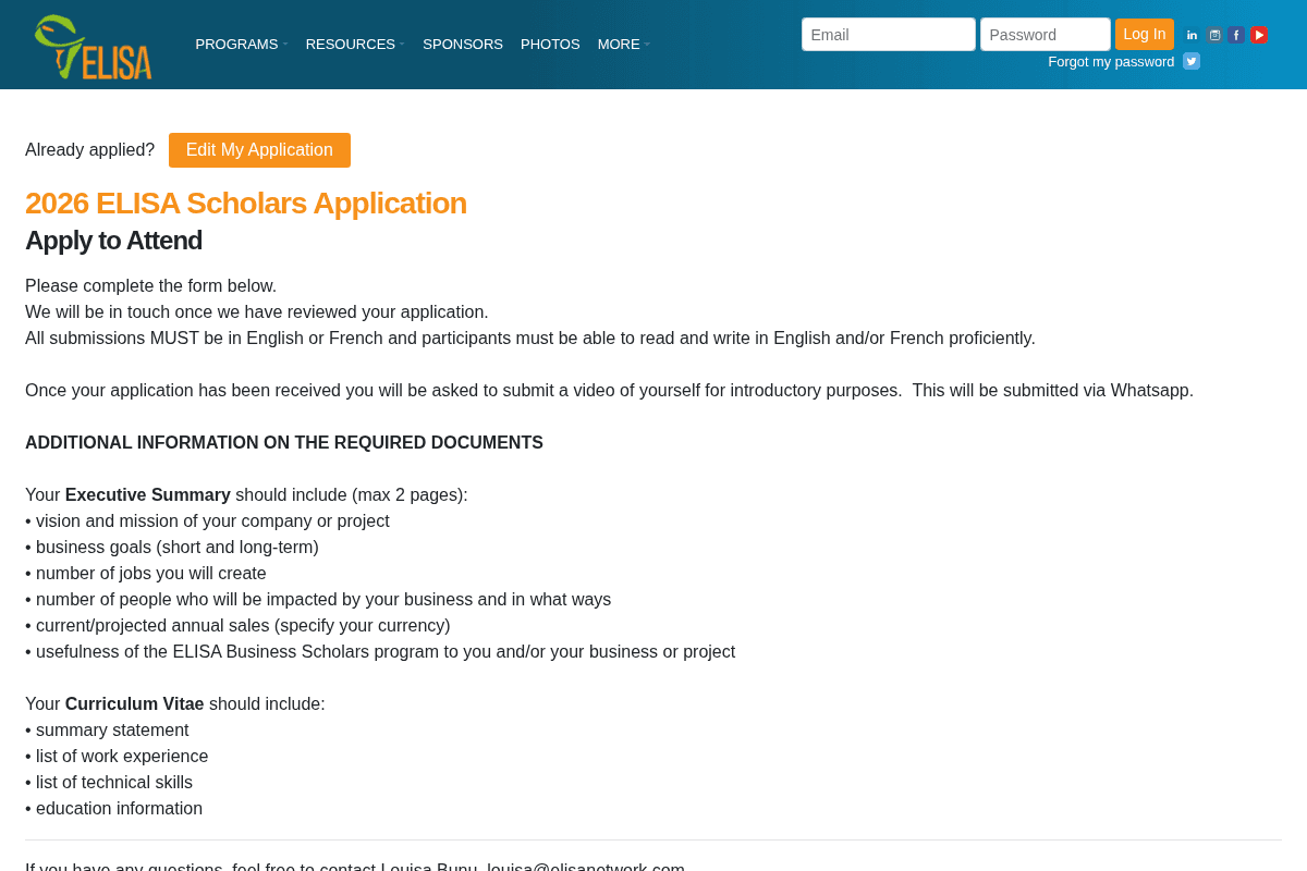 ELISA Scholars Programme for African Entrepreneurs