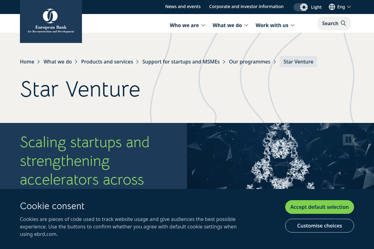 EBRD Star Venture Programme 2026 intake for high-potential startups from Ukraine and Moldova
