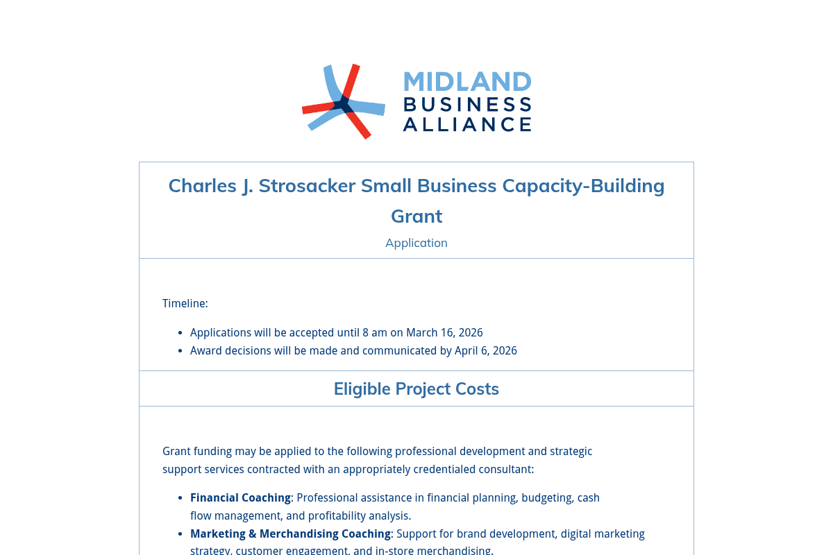 Charles J. Strosacker Foundation Small Business Capacity-Building Grant Program