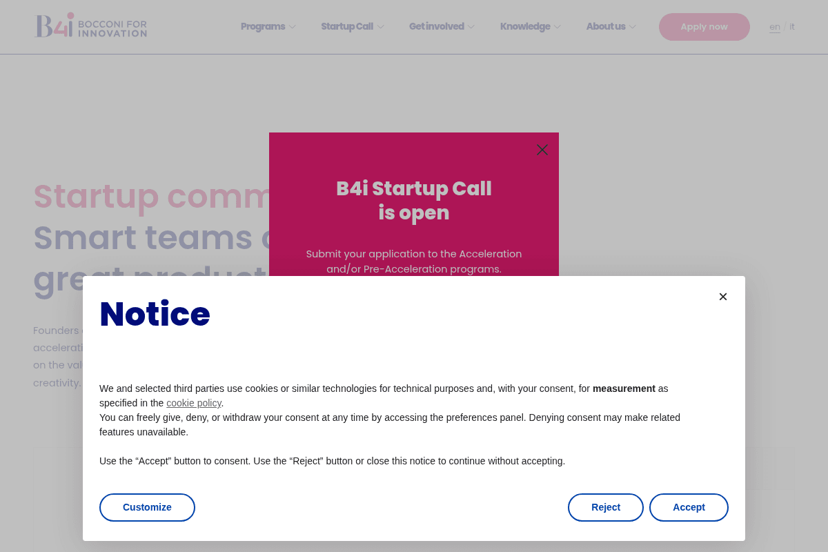 B4i - Bocconi for Innovation XIII Startup Call