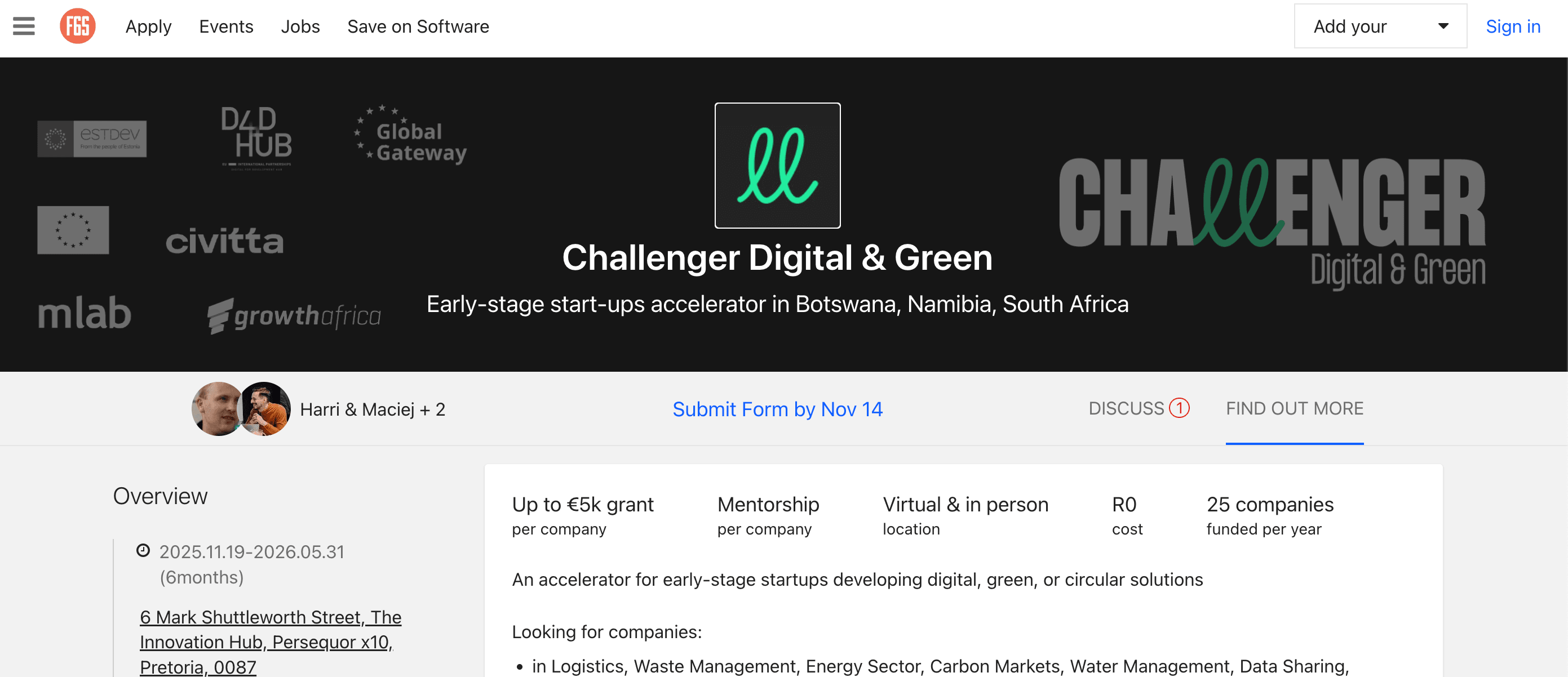The Challenger Digital and Green Accelerator Programme